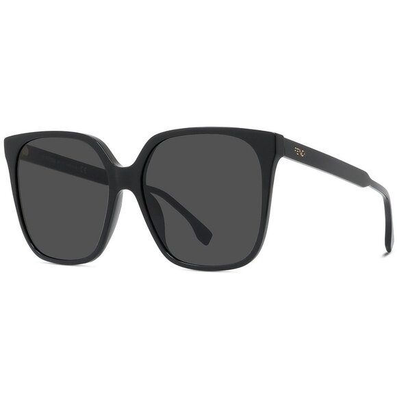 Fendi Fine 59mm Geometric Sunglasses shiny black smoke FE400301 01A - Picture 1 of 7